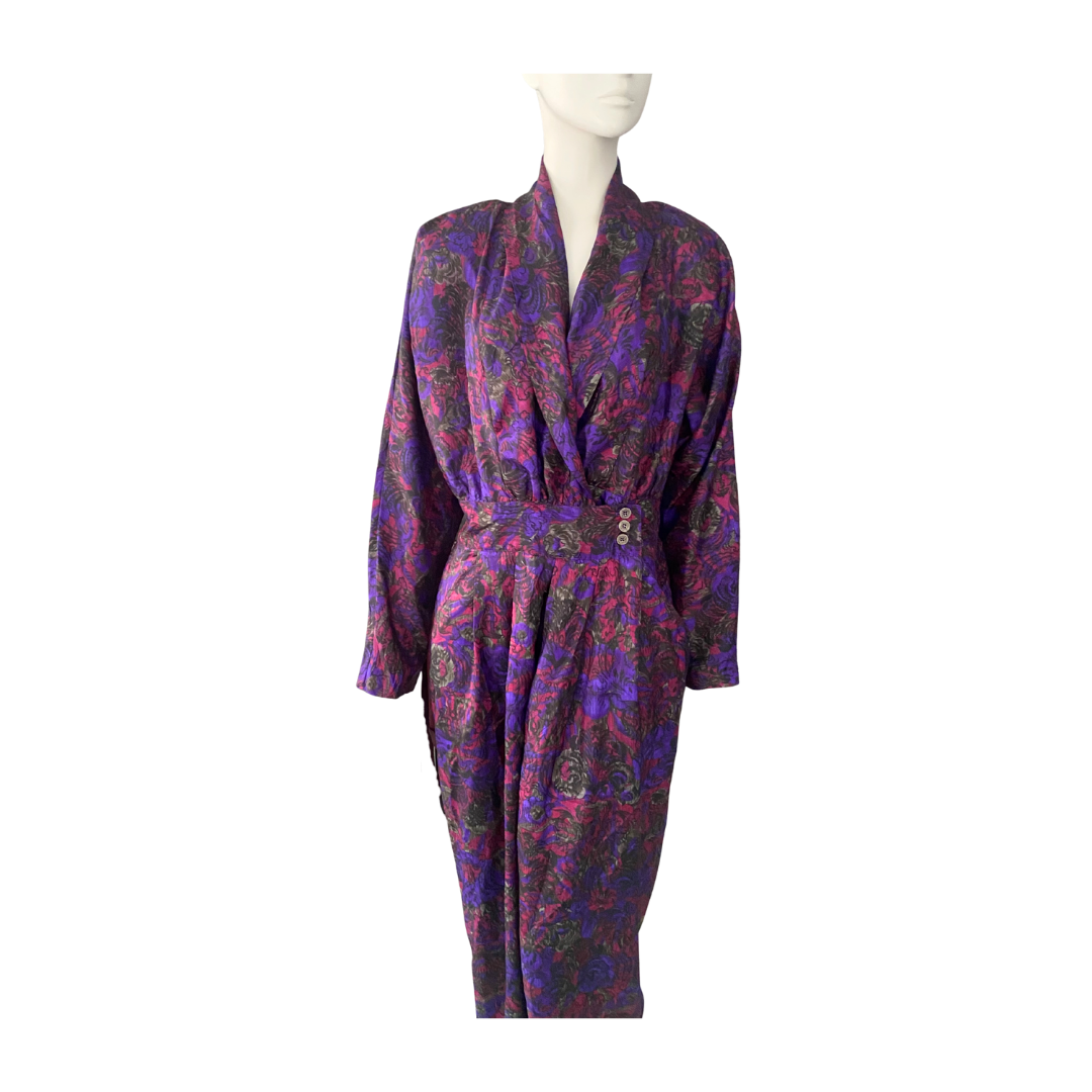 Patterned robe on a mannequin against a white background