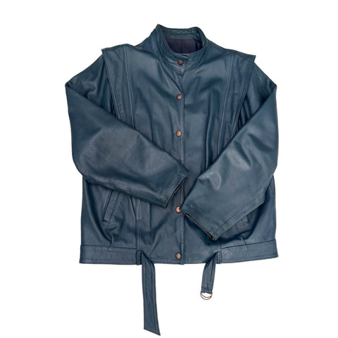 Blue jacket with a belt on a white background