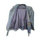 Blue jacket with a hood on a white background