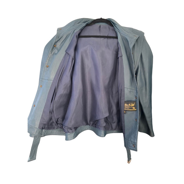 Blue jacket with a hood on a white background