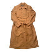 Tan trench coat on a white background