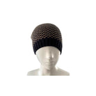 Knitted beanie on a mannequin head against a white background