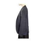 Navy checkered blazer on a mannequin against a white background