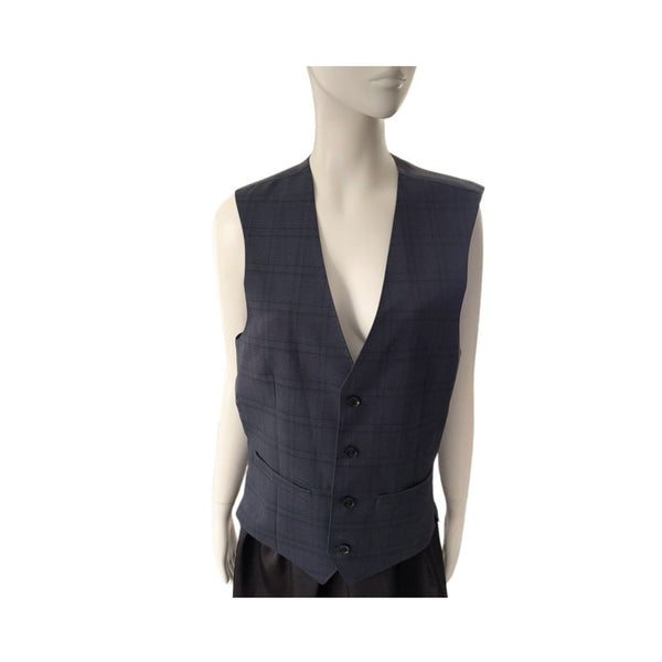 Navy vest on a mannequin against a white background