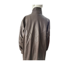 Brown leather jacket on a mannequin against a white background