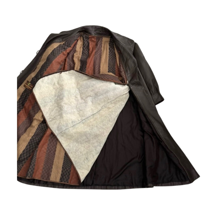 Vintage coat with striped lining on a white background