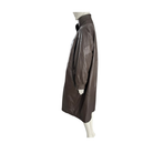 Brown leather coat on a mannequin against a white background