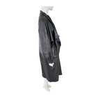 Mannequin wearing a dark gray trench coat on a white background