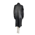 Black leather coat on a mannequin against a white background