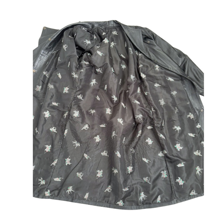 Printed coat lining with white patterns on a white background