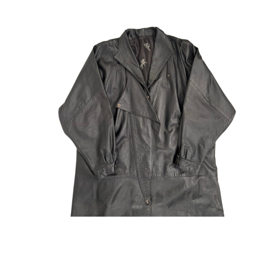 Black leather coat on a white background