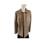 Brown jacket on a mannequin against a white background