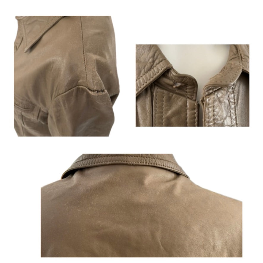 Brown jacket with close-up details on a white background