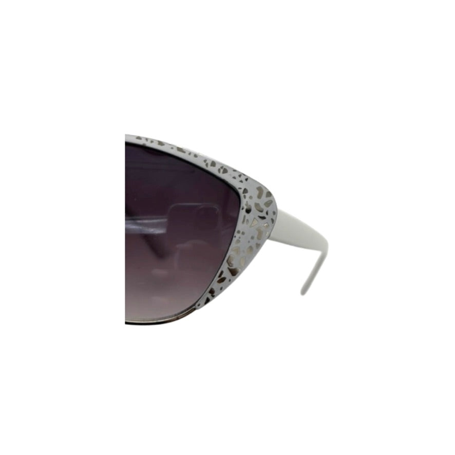 Sunglasses with a patterned frame on a white background