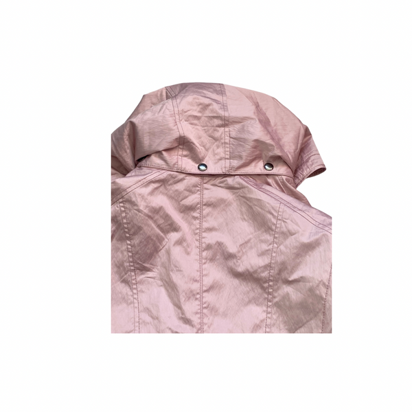 Pink hooded jacket on a white background