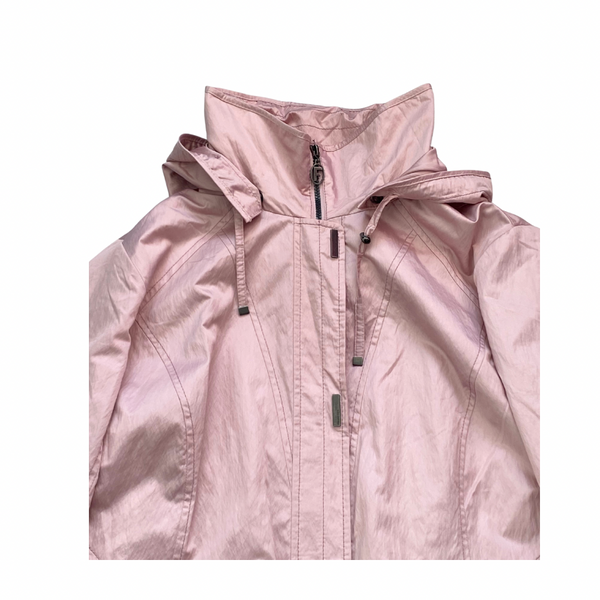 Pink hooded jacket on a white background