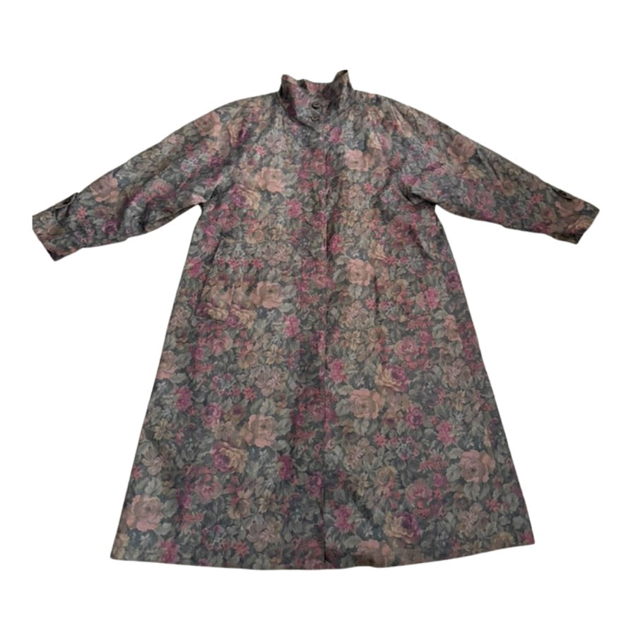 Floral patterned coat on a white background