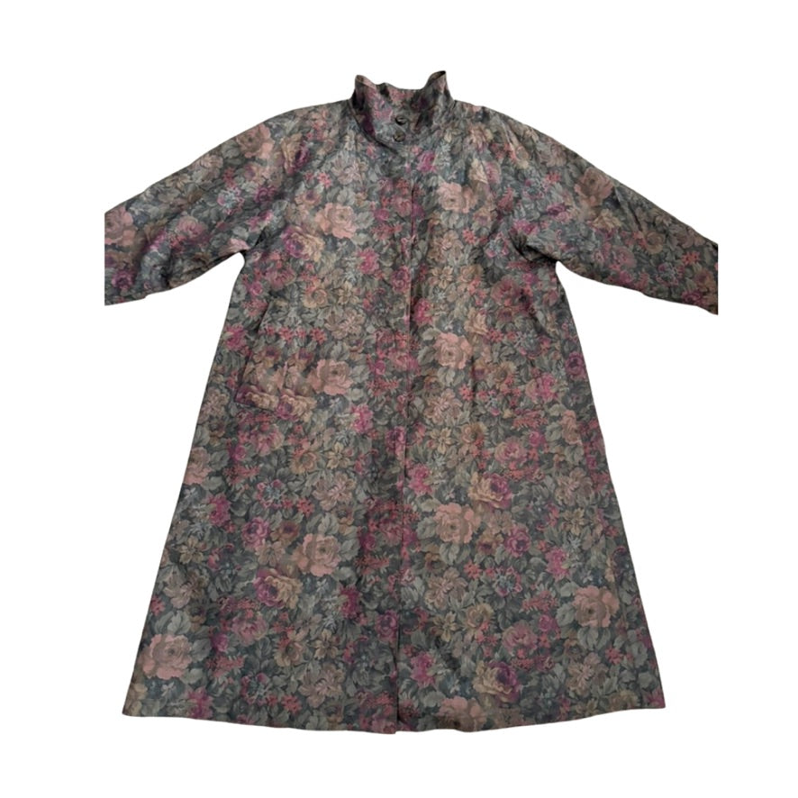 Floral patterned coat on a white background