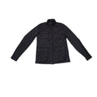 Navy quilted jacket on a white background