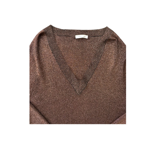 Brown sweater with a V-neck on a white background