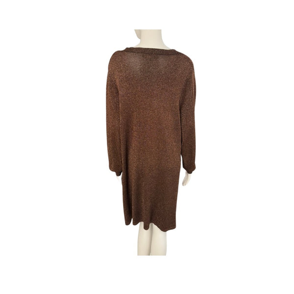 Brown sweater on a mannequin against a white background