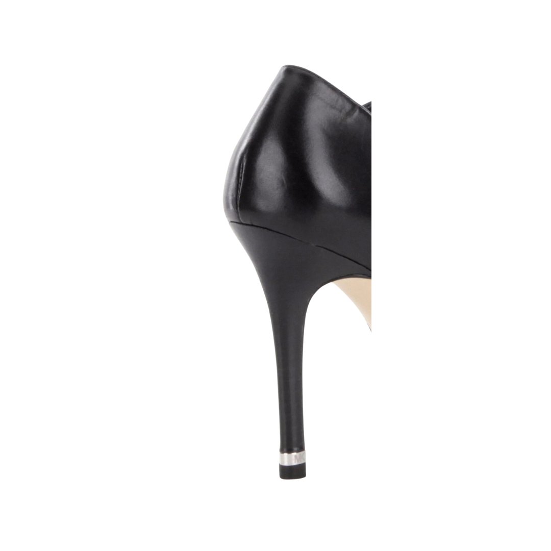 Black high-heeled shoe on a white background