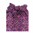 close-up Floral blouse with ruffled neck  on a white background