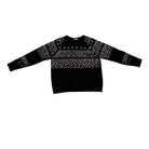 Black sweater with white pattern on a white background