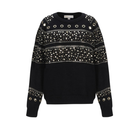 Black sweater with decorative studs on a white background