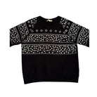 Black sweater with white pattern on a white background