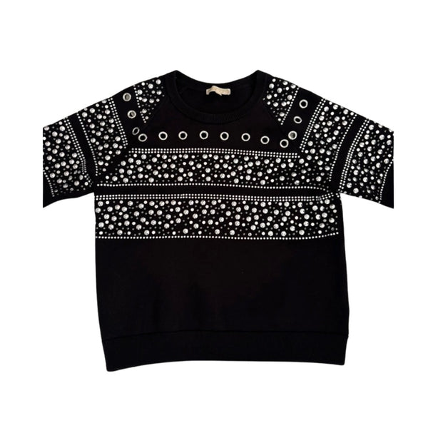 Black sweater with white pattern on a white background