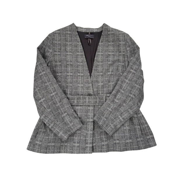 Gray checkered blazer on a white background