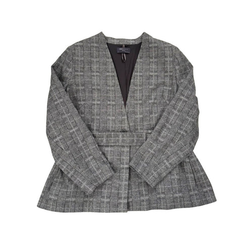 Gray checkered blazer on a white background