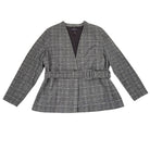 Gray checkered jacket with a belt on a white background