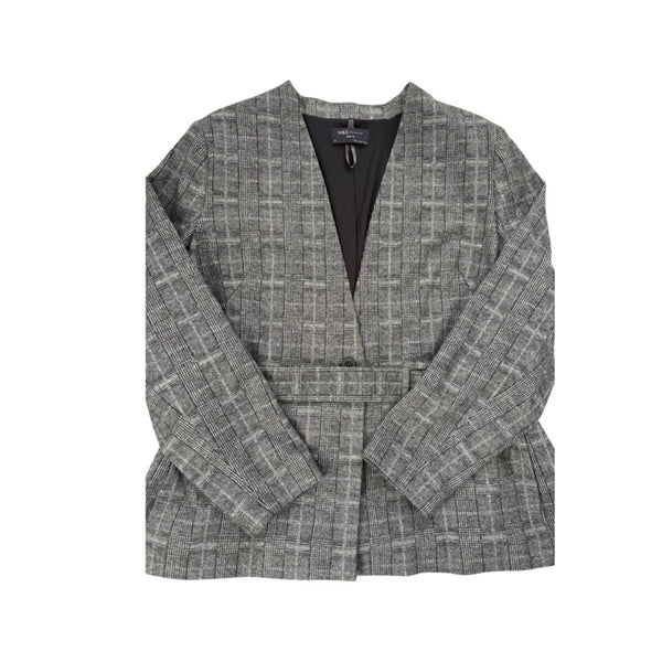 Gray checkered blazer on a white background