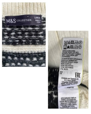 Textile with M&S Collection label and fabric texture close-up