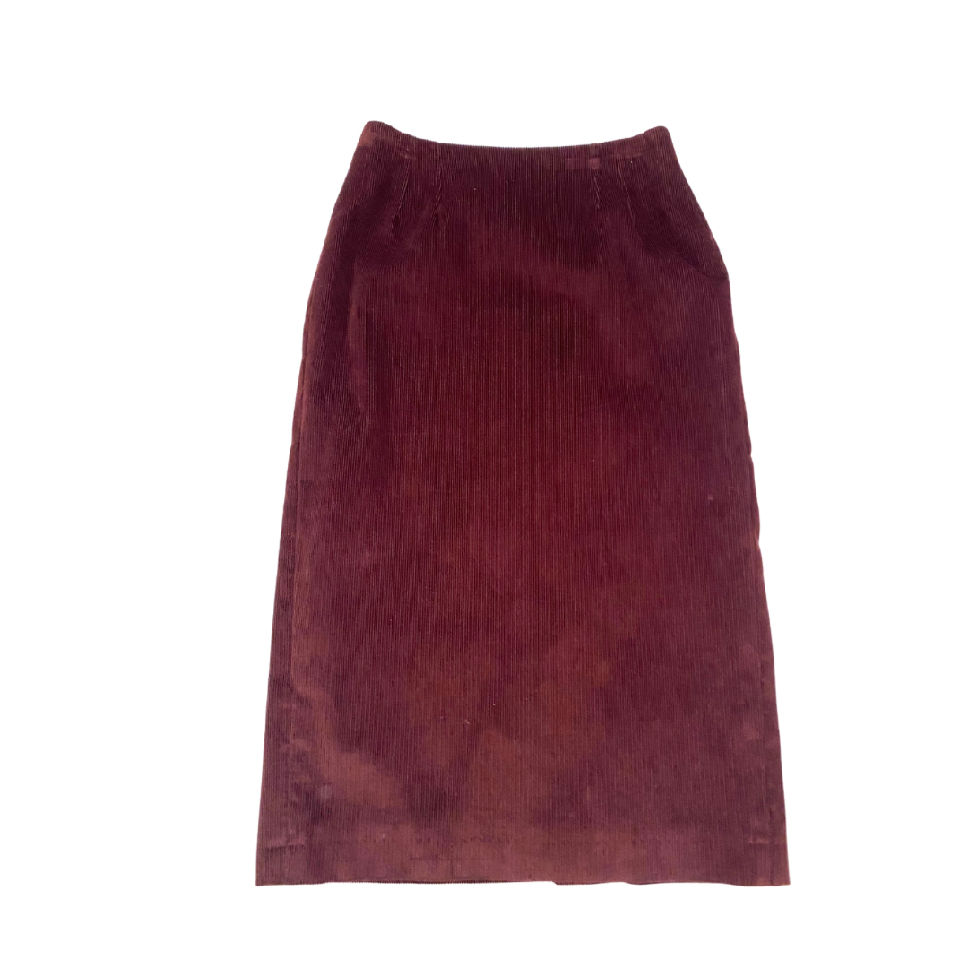 Burgundy  velvet skirt on a white background