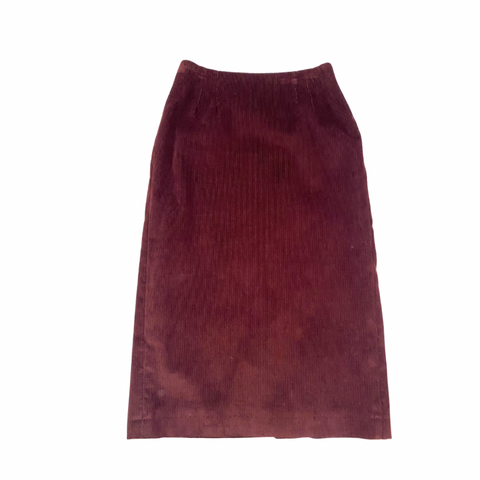 Burgundy  velvet skirt on a white background