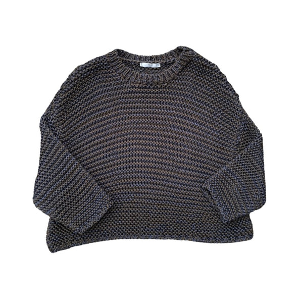 Blue knitted sweater on a white background