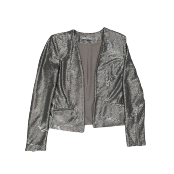 Silver metallic jacket on a white background