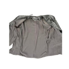 Grey jacket lining with silver sequin details on a white background