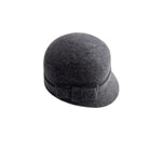 Grey felt hat with a bow on a white background