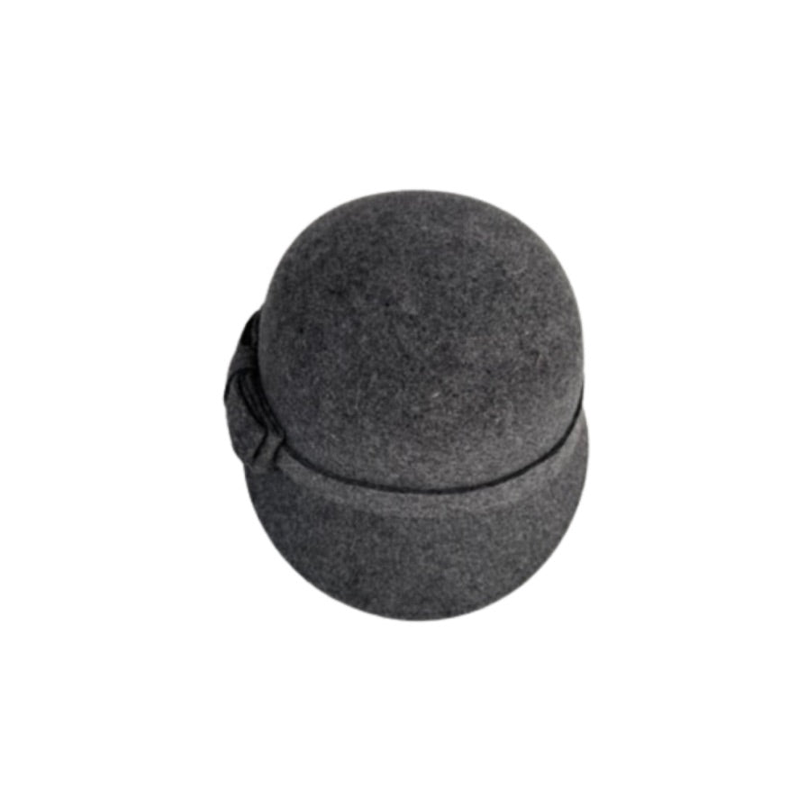 Grey cloche hat top  on a white background