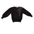 Dark Grey sweater with floral embroidery on a white background