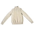 Beige knitted sweater with cable pattern on a white background