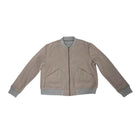 Beige jacket with gray trim on a white background