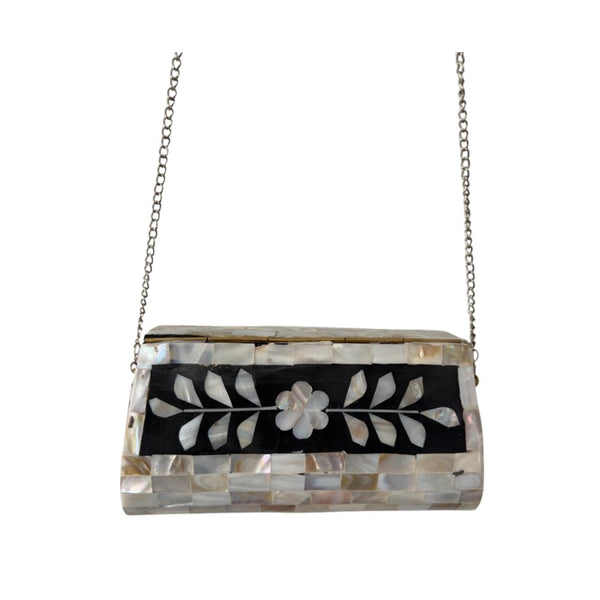 Clutch bag with floral design on a white background