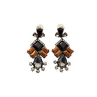 Pair of earrings with geometric design on a white background