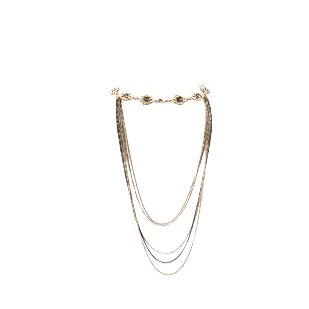 Necklace with multiple strands on a white background