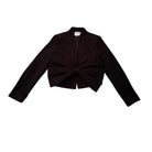 Black cropped blazer with a knot detail on a white background